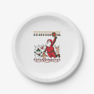 Christmas Santa Claus Volleyball Snowman Reindeer Paper Plates