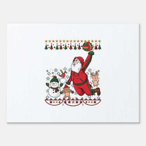 Christmas Santa Claus Volleyball Snowman Reindeer Sign