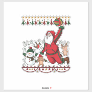 Christmas Santa Claus Volleyball Snowman Reindeer Sticker