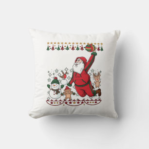 Christmas Santa Claus Volleyball Snowman Reindeer Throw Pillow