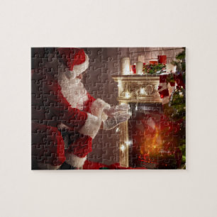Christmas Santa Claus Warming Hands Jigsaw Puzzle