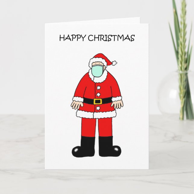 Christmas Santa Claus Wearing a Face Mask Card (Front)