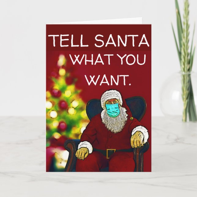 CHRISTMAS SANTA CLAUS WEARING MASK COVID-19 CARD (Front)