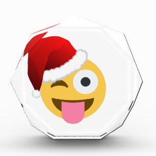 christmas santa claus winking emoji acrylic award