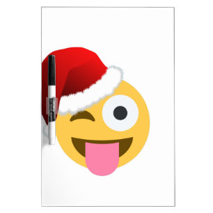christmas santa claus winking emoji dry erase board