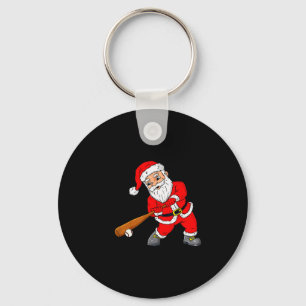 Christmas Santa Claus With Baseball Bat Boys Kids Keychain