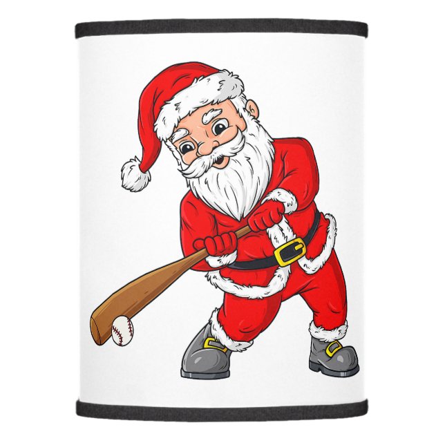 Christmas Santa Claus With Baseball Bat Boys Kids  Lamp Shade (Front)