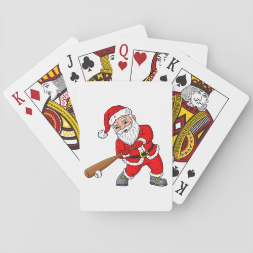 Christmas Santa Claus With Baseball Bat Boys Kids  Playing Cards