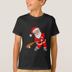 Christmas Santa Claus With Baseball Bat Boys Kids T-Shirt