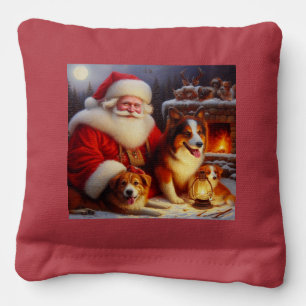 Christmas Santa Claus With Dogs 1 Cornhole Bags