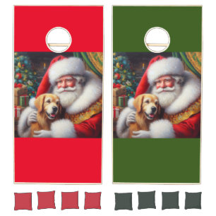 Christmas Santa Claus With Dogs 3 Cornhole Set