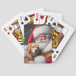 Christmas Santa Claus With Dogs 3 Poker Cards