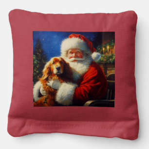 Christmas Santa Claus With Dogs 4 Cornhole Bags