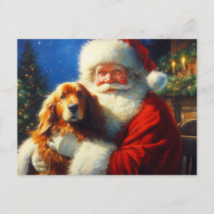 Christmas Santa Claus with Dogs 4 Holiday Postcard
