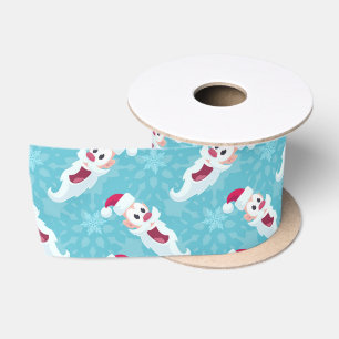 Christmas Santa Claus with snowflakes Satin Ribbon