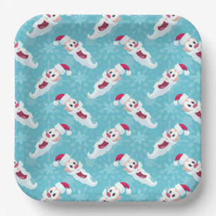 Christmas Santa Claus with snowflakes Square  Paper Plates