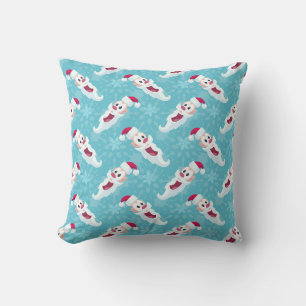 Christmas Santa Claus with snowflakes Throw Pillow