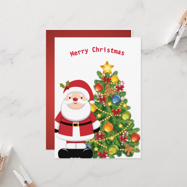Christmas Santa Claus with Tree  Invitation (Front/Back In Situ)
