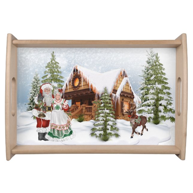 Christmas Santa Claus Wooden Serving Tray (Front)