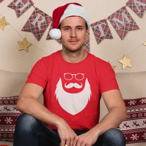 Christmas Santa Clause Beard and Glasses Mens T_Shirt