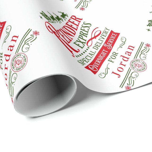 Christmas Santa Clause Delivery North Pole Express Wrapping Paper (Roll Corner)