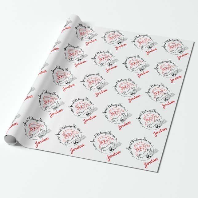 Christmas Santa Clause Delivery North Pole Express Wrapping Paper (Unrolled)
