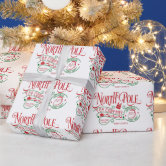 Blue Christmas North Pole Express Mail Santa Wrapping Paper