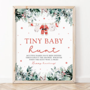 Christmas Santa Clothes Baby Shower Tiny Baby Hunt Poster