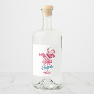 Christmas Santa Cocktail Glass Cheers Vintage Xmas Liquor Bottle Label