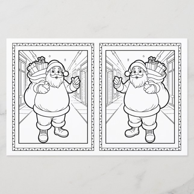Christmas Santa Coloring Sheet For Kids (Front)