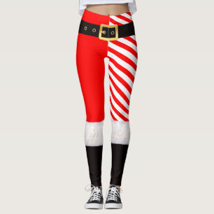Christmas santa+costumes+Red+cotton+wool+plush Leg Leggings