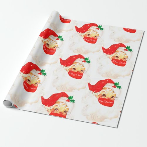 Christmas Santa Covid_19 Mask Merry Fun Greeting Wrapping Paper