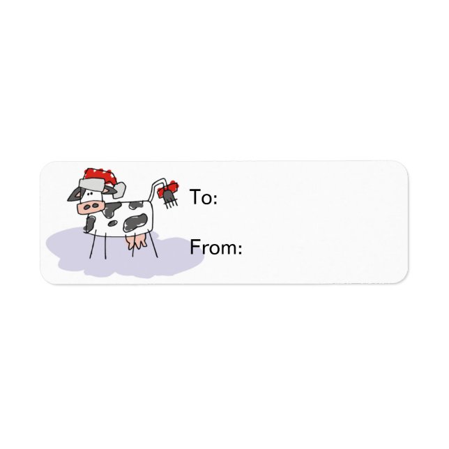 Christmas Santa Cow Gift Tag (Front)
