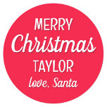 Christmas Santa Custom Name Red Small Classic Round Sticker<br><div class="desc">Make Christmas magical with a set of personalised Santa stickers. These red and white stickers can be customized with the recipient's name to make them truly unique. The perfect addition to your holiday gift wrap!</div>