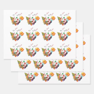 Christmas Santa Custom To and From Name Wrapping Paper Sheets