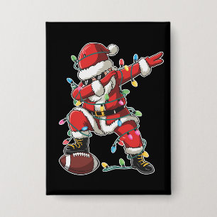 Christmas Santa Dabbing Footballer Xmas Football Button
