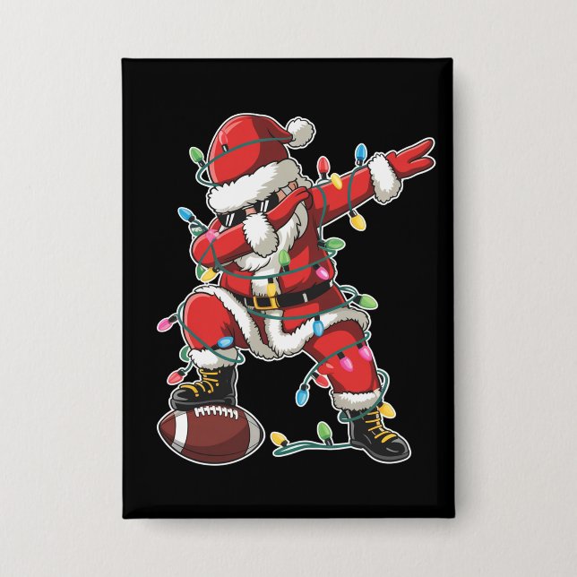 Christmas Santa Dabbing Footballer Xmas Football  Button (Front)