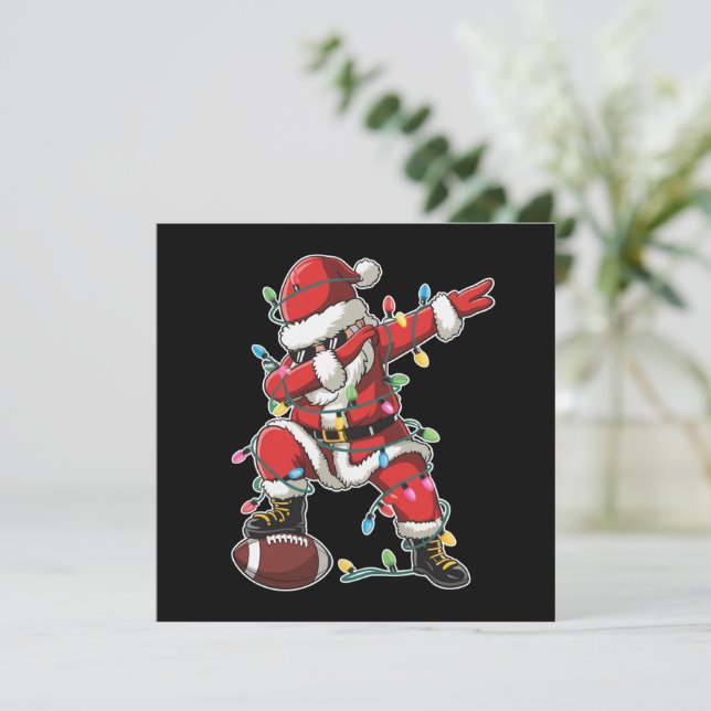 Christmas Santa Dabbing Footballer Xmas Football  Holiday Card (Standing Front)