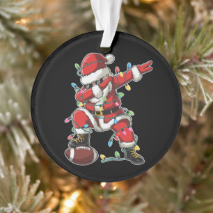Christmas Santa Dabbing Footballer Xmas Football Ornament