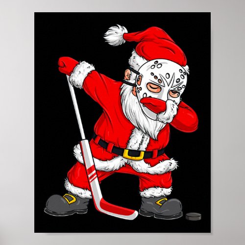Christmas Santa Dabbing Hockey Player Boys Kids Da Poster