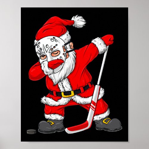 Christmas Santa Dabbing Hockey Player Boys Kids Da Poster