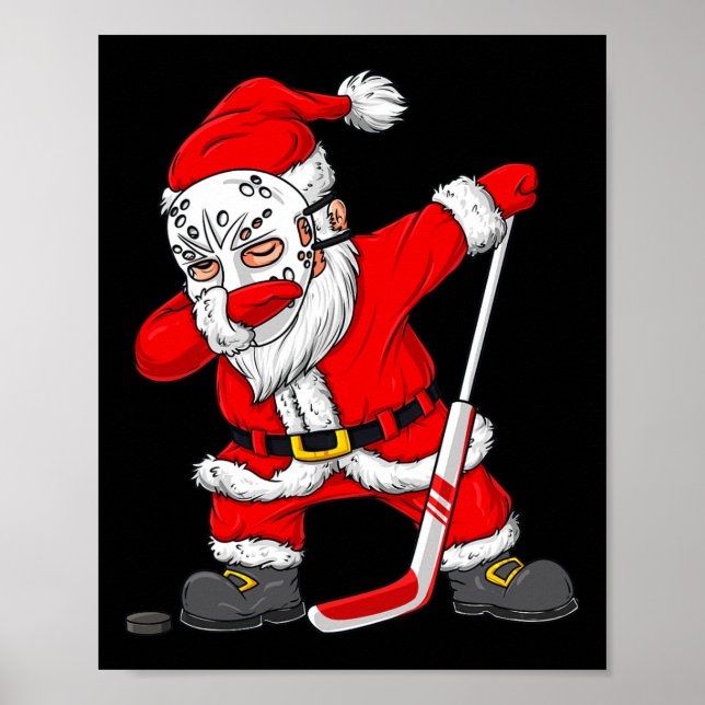 Christmas Santa Dabbing Hockey Player Boys Kids Da Poster (Front)