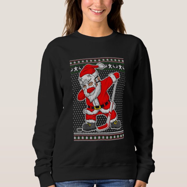 Christmas Santa Dabbing Hockey Player Boys Kids Da Sweatshirt (Front)