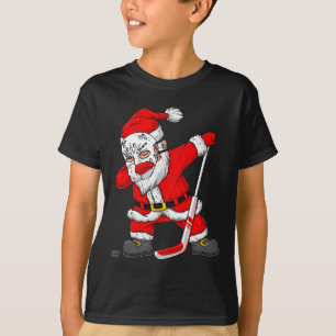 Christmas Santa Dabbing Hockey Player Boys Kids Da T-Shirt