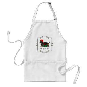 Christmas Santa Dachshund (S black & tan) Cute Adult Apron