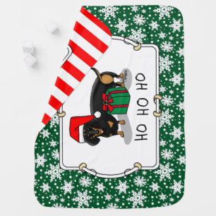 Christmas Santa Dachshund (S black & tan) Cute Baby Blanket