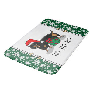 Christmas Santa Dachshund (S black & tan) Cute Bath Mat