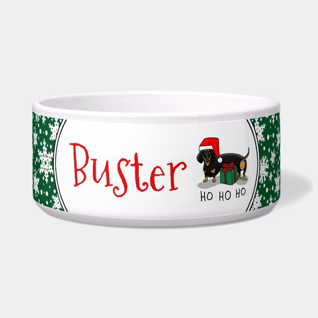 Christmas Santa Dachshund (S black & tan) Cute Bowl (Front)