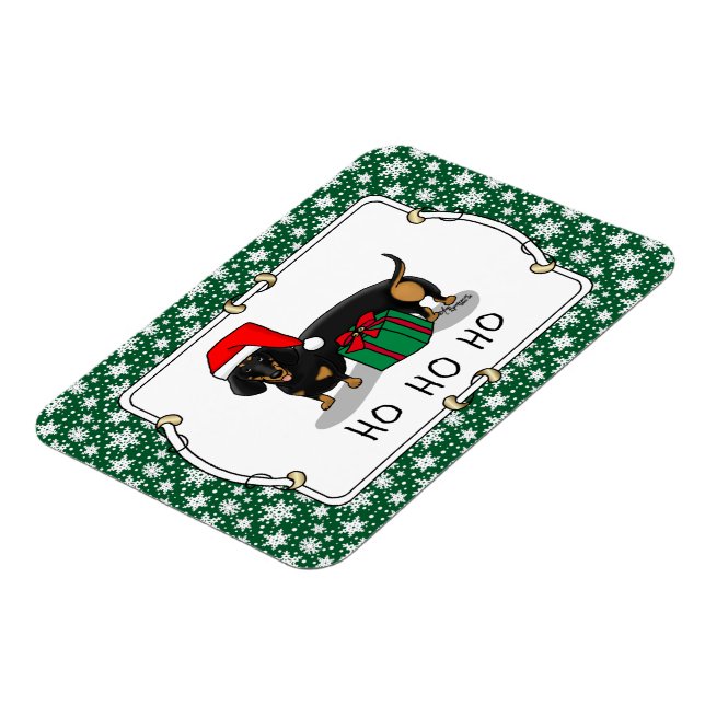 Christmas Santa Dachshund (S black & tan) Cute Magnet (Left Side)