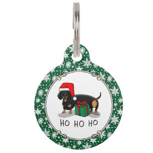 Christmas Santa Dachshund (S black & tan) Cute Pet ID Tag
